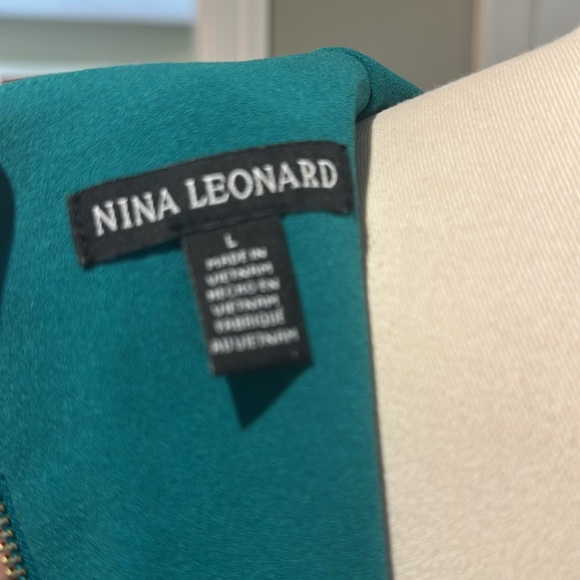 NWT Nina Leonard Sz Large Kelly Green Crepe (?) Sheath Shift Dress - Picture 7 of 7